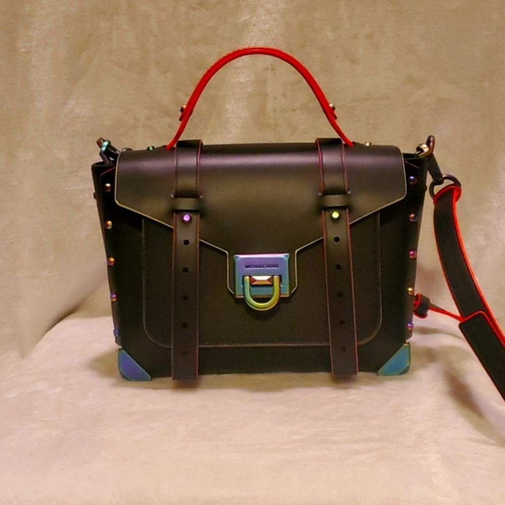 Michael Kors Manhattan Satchel Smooth Leather ~ Oil Spill Hardware